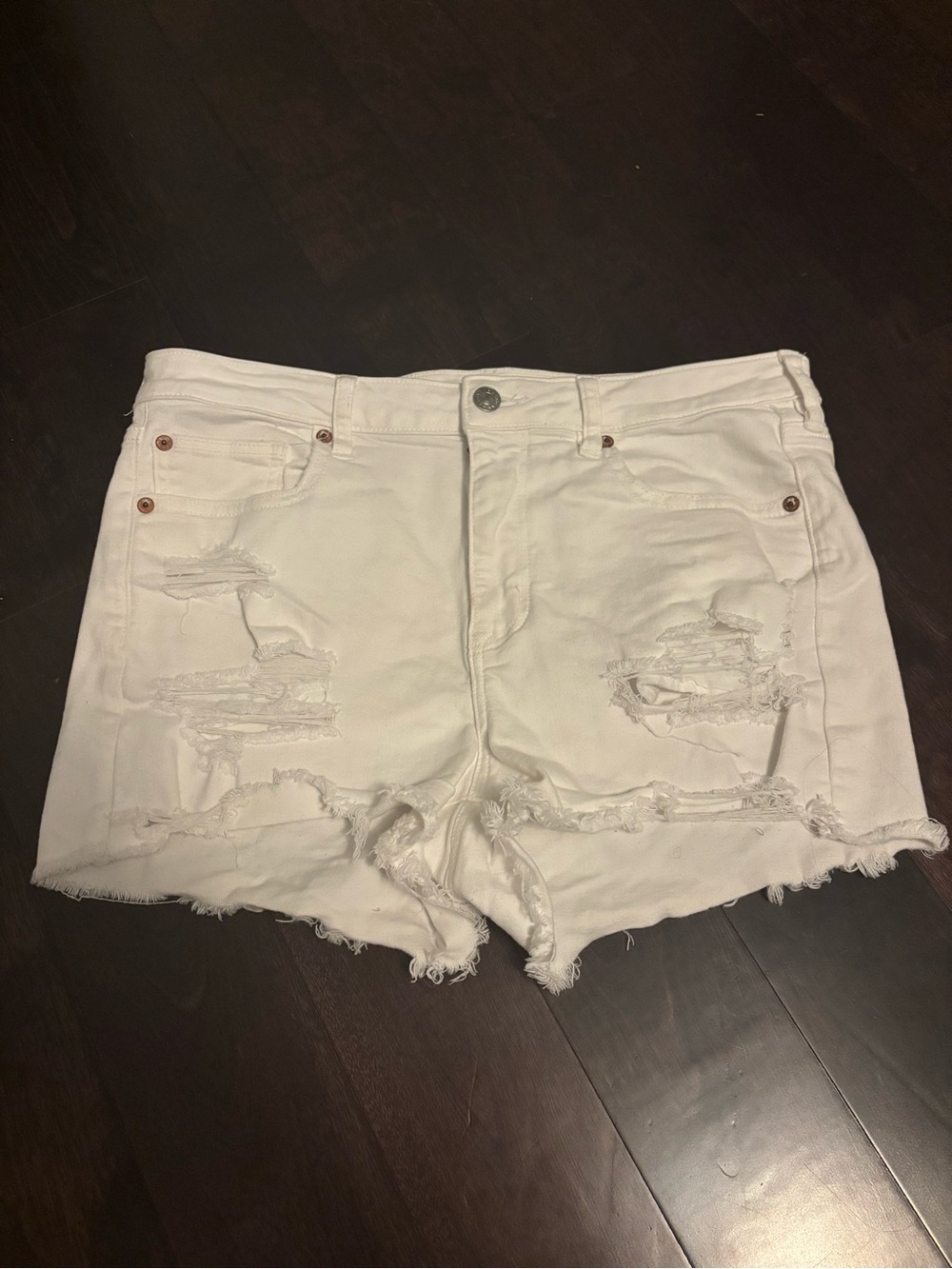 American Eagle Outfitters White Distressed Denim Cutoff Shorts